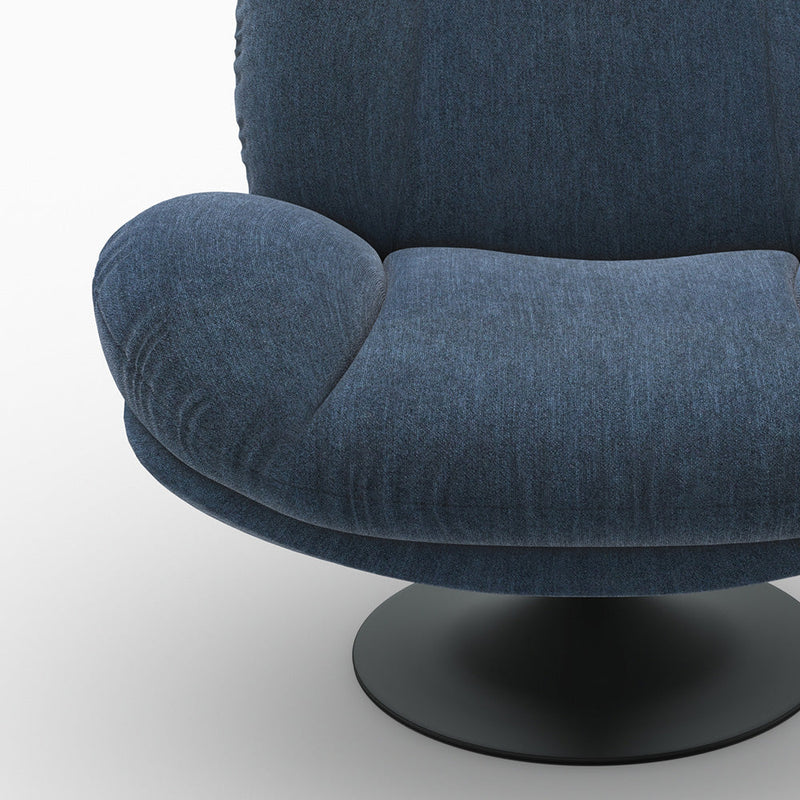 Fauteuil Ricci pivotant en tissu effet velours bleu nuit