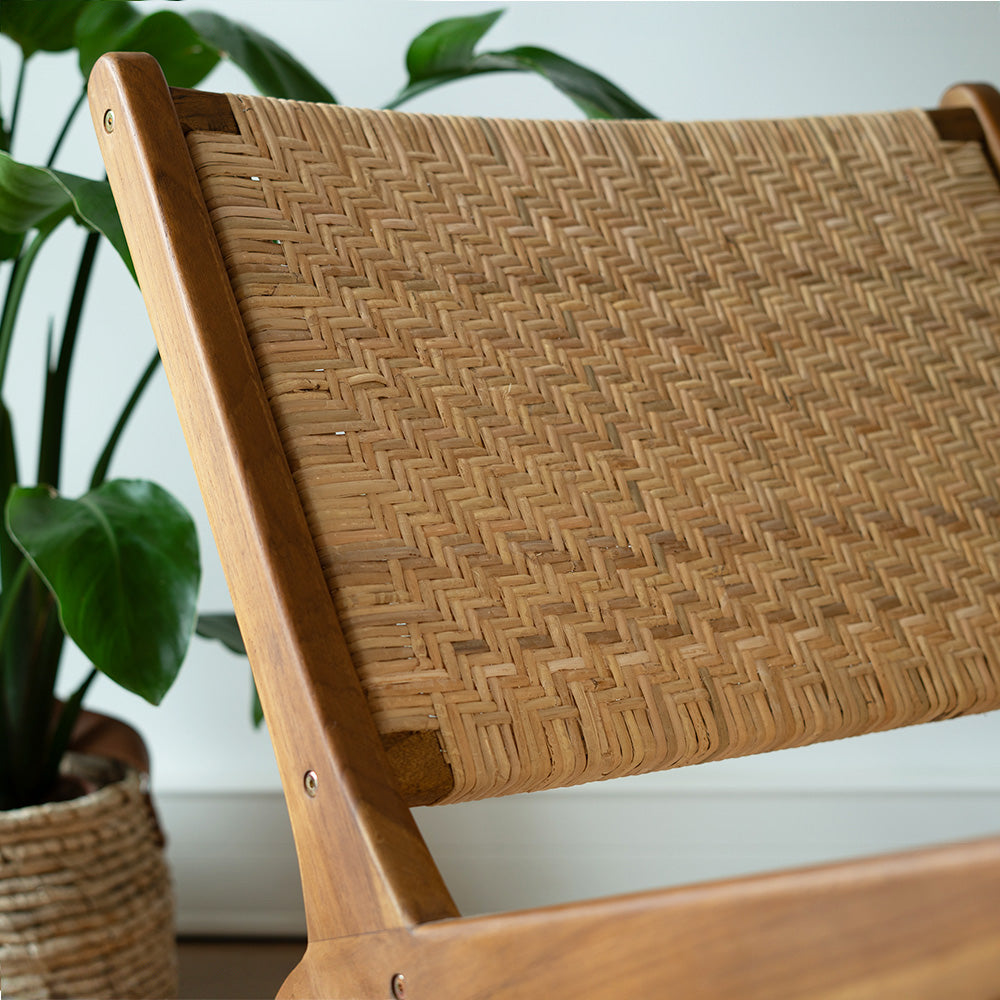 Kilka - Fauteuil En Bois De Teck Et Tressage Chevron En Rotin