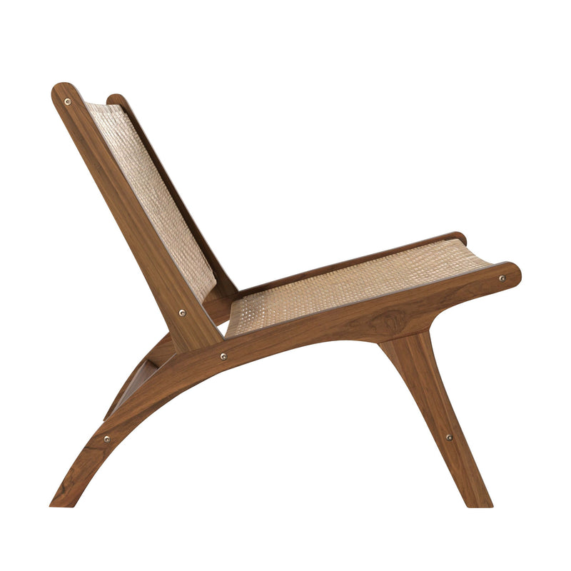 Fauteuil Kilka en teck et tressage chevron