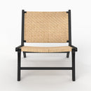 Fauteuil Kilka en bois de teck noir et tressage chevron en rotin