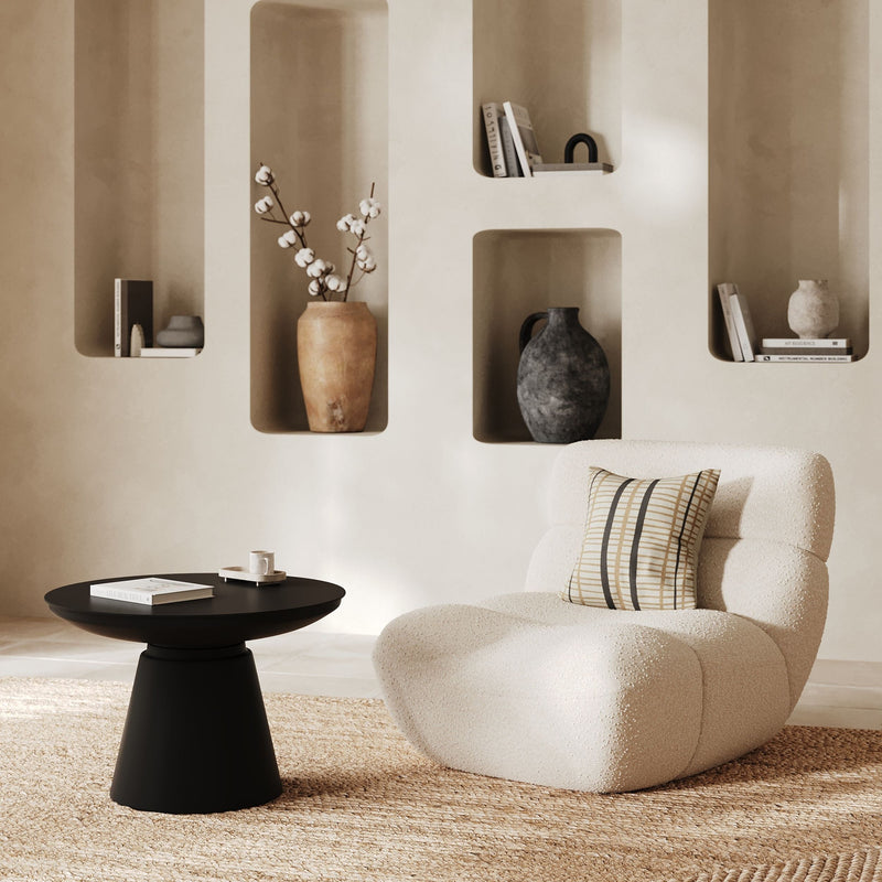Fauteuil Teddy en tissu bouclé blanc
