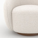 Fauteuil pivotant Naya en tissu bouclé blanc