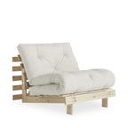 Roots - Sofa Bed - Natural Wood and Fabric - Ecru