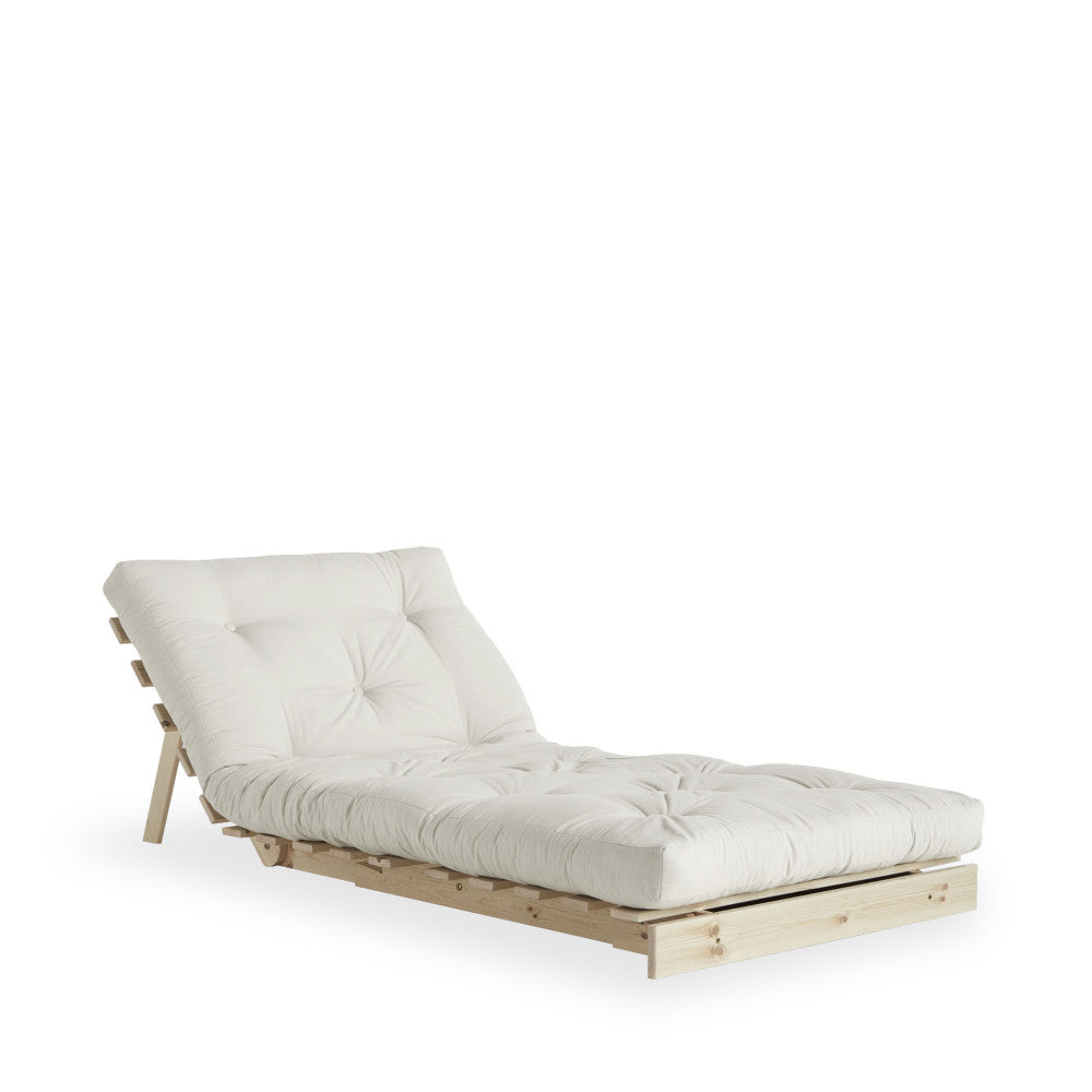 Roots - Sofa Bed - Natural Wood and Fabric - Ecru