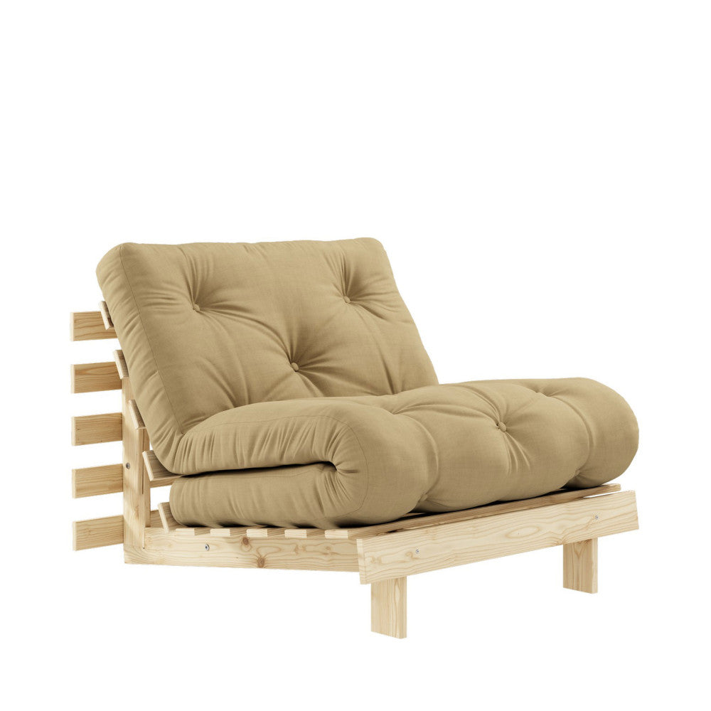 Roots - Sillón convertible - Madera natural y tela - Trigo