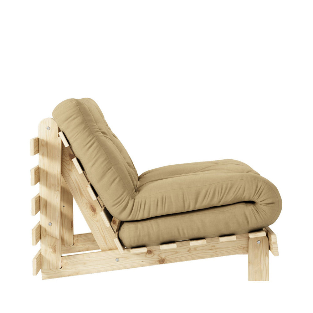 Roots - Sillón convertible - Madera natural y tela - Trigo