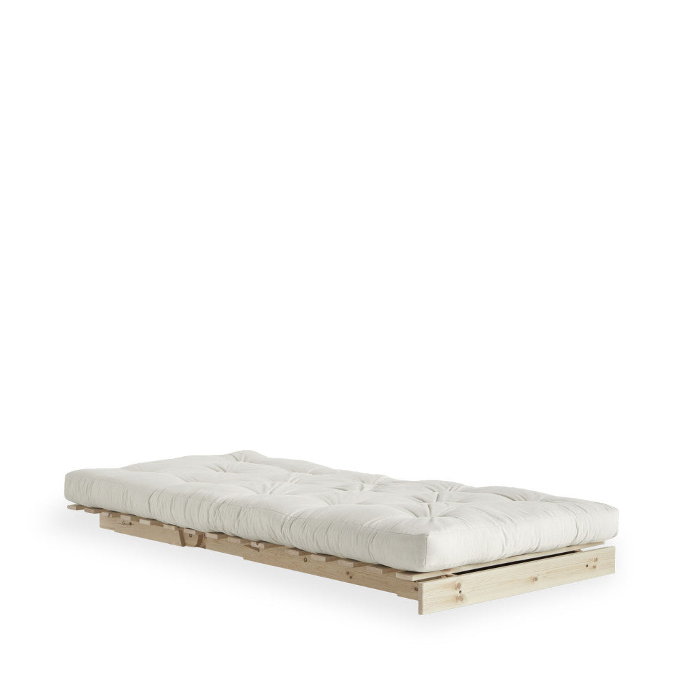 Roots - Sofa Bed - Natural Wood and Fabric - Ecru