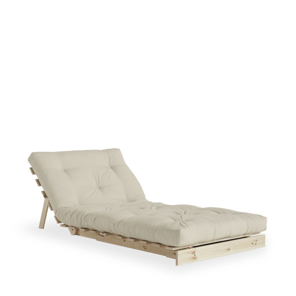 Roots - Fauteuil Convertible - Bois Naturel Et Tissu - Beige