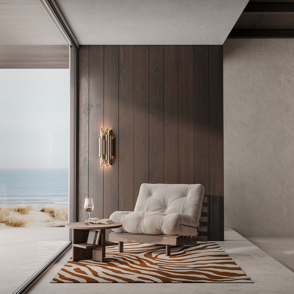 Roots - Sofa Bed - Natural Wood and Fabric - Ecru