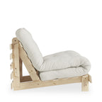 Roots - Sofa Bed - Natural Wood and Fabric - Ecru