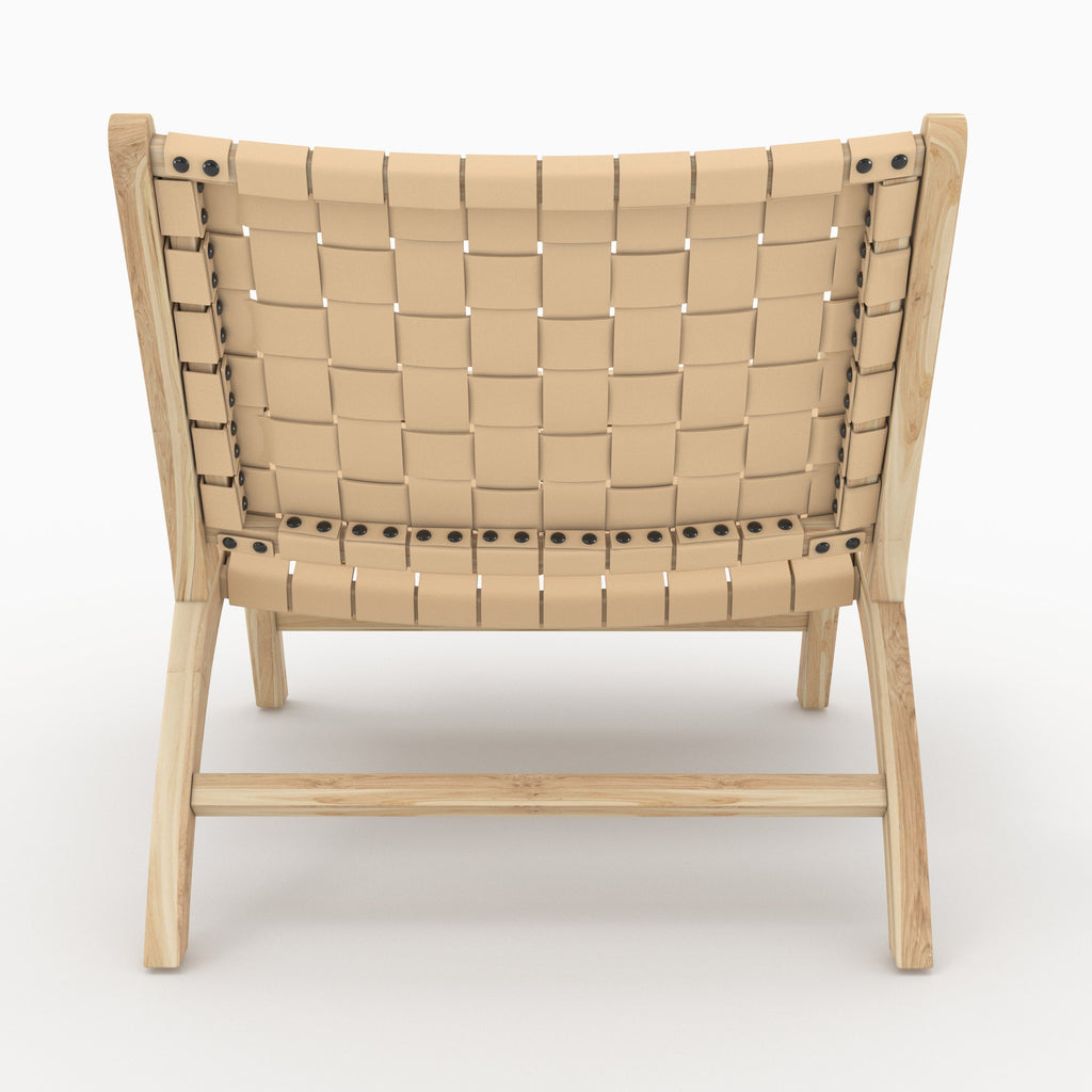Kuna - Teak And Beige Woven Leather Armchair