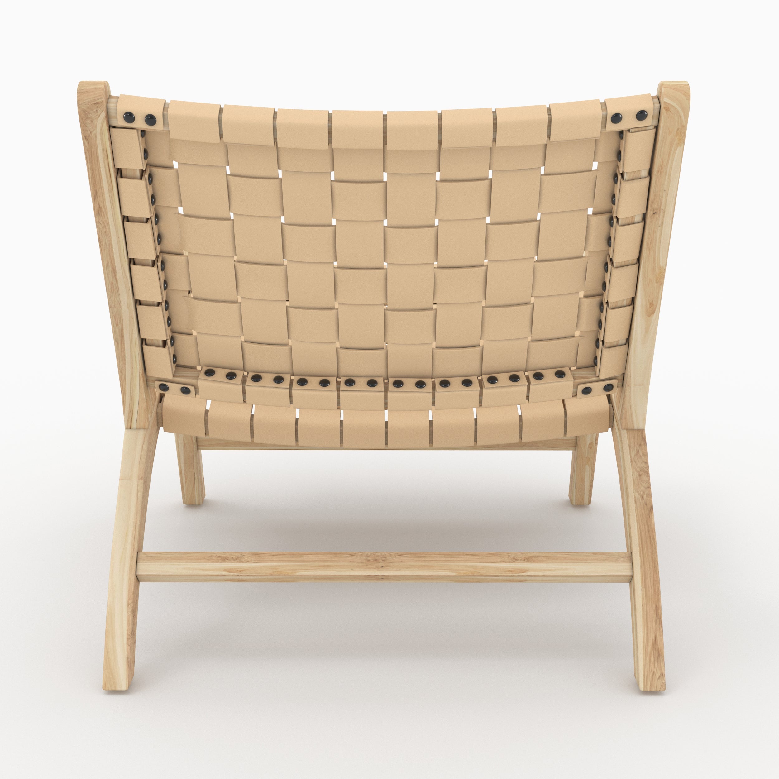 Kuna - Teak And Beige Woven Leather Armchair