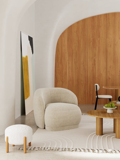 Vintage design armchair in beige fabric - Potiron Paris, the satisfaction of inexpensive, comfortable designer armchairs
