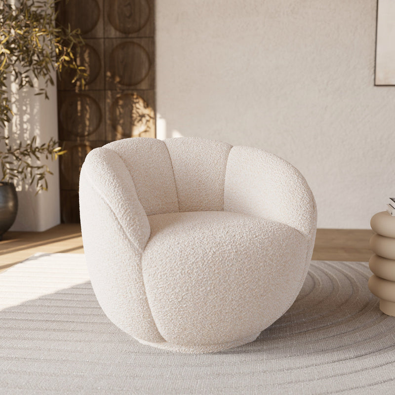 Fauteuil Ysé en tissu bouclé blanc