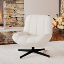 Fauteuil Elvis pivotant en tissu bouclé blanc cassé