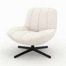 Fauteuil Elvis pivotant en tissu bouclé blanc cassé