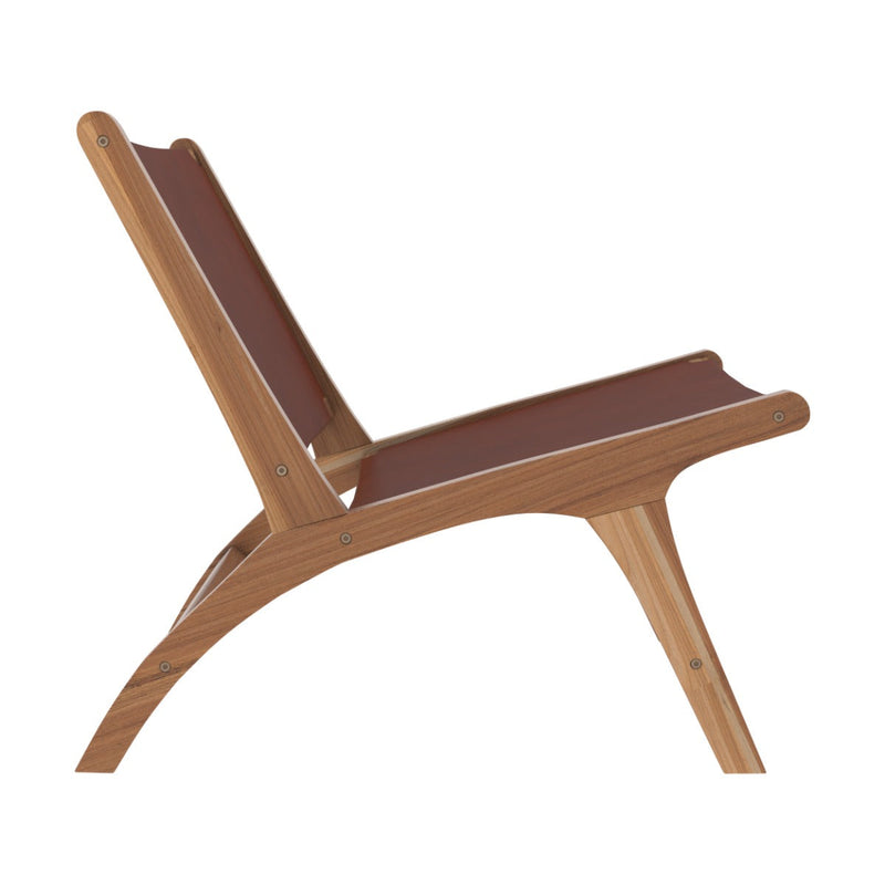 Fauteuil Kuna en teck et cuir marron