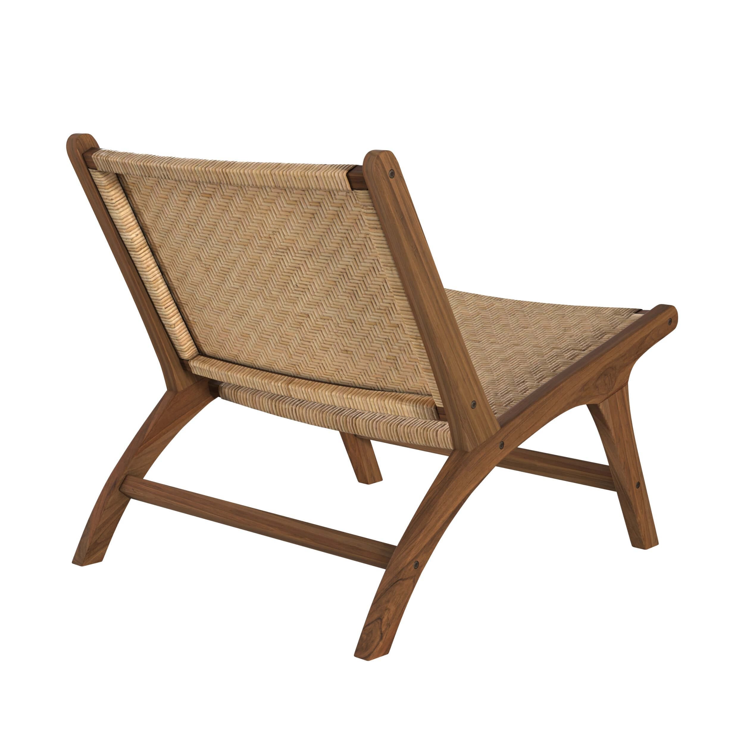 Kilka - Fauteuil En Bois De Teck Et Tressage Chevron En Rotin