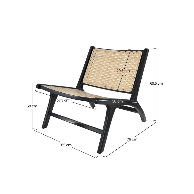 Fauteuil Kilka en teck noir et tressage