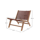 Fauteuil Kuna en teck et cuir marron