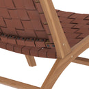 fauteuil en cuir tresse marron et en teck kuna