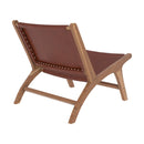 Fauteuil Kuna en teck et cuir marron