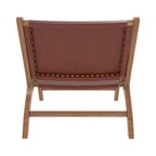 Kuna - Sillón de teca y cuero liso marrón