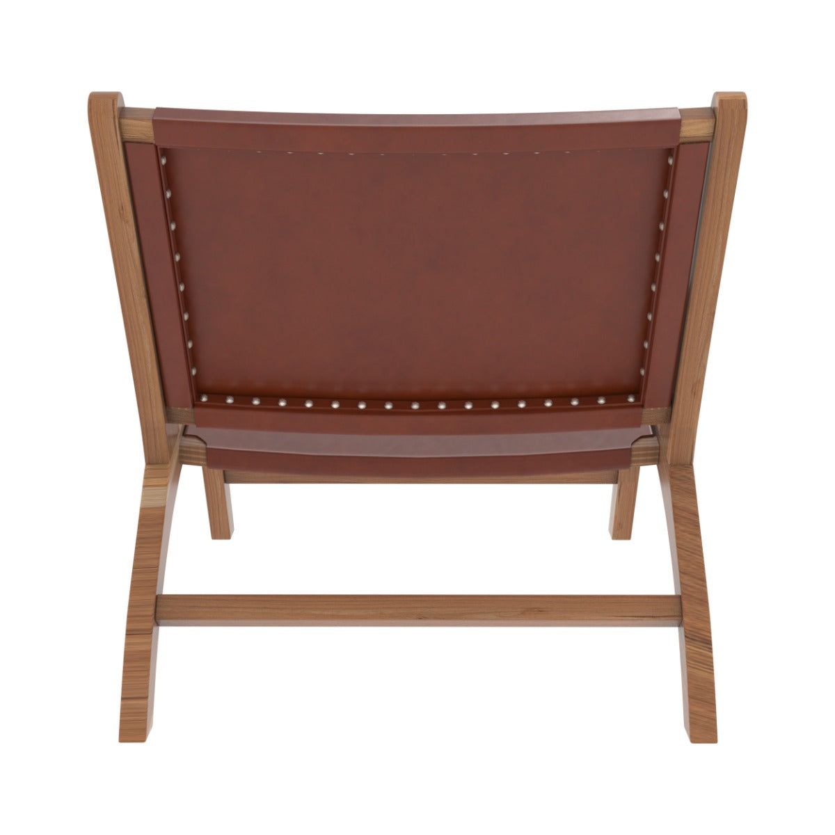 Kuna - Sillón de teca y cuero liso marrón