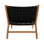 Kuna - Sillón de teca y piel trenzada negra