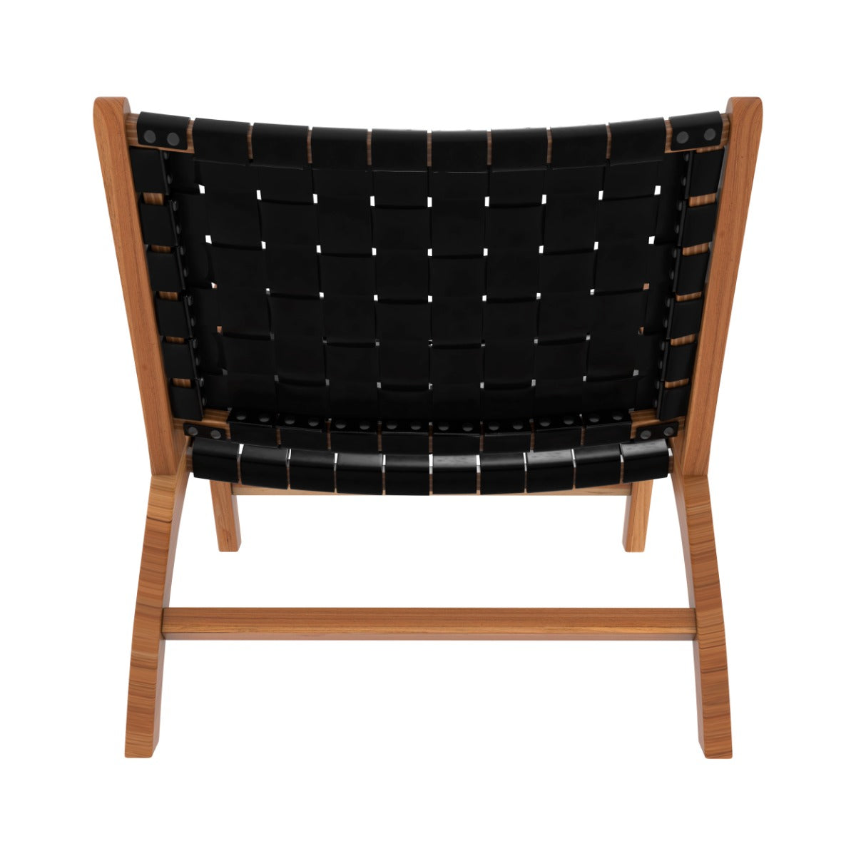 Kuna - Sillón de teca y piel trenzada negra