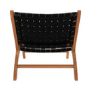 Fauteuil Kuna en teck et cuir noir
