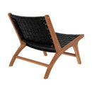 Fauteuil Kuna en teck et cuir noir