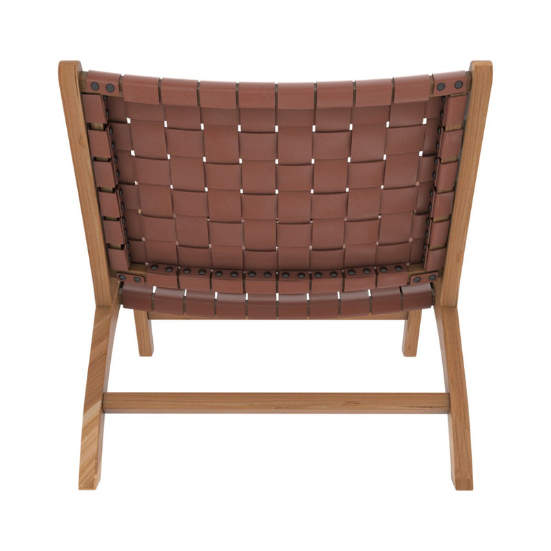 fauteuil en teck et en cuir kuna