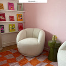 Fauteuil Ysé en tissu bouclé blanc