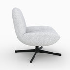Elvis - Sillón giratorio de tela bouclé gris jaspeado