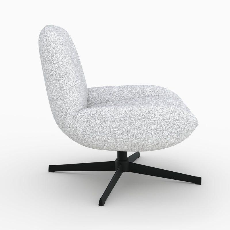 Fauteuil Elvis pivotant en tissu bouclé gris chiné