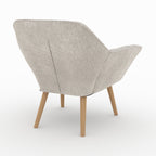 Simba - Fauteuil En Tissu Gris Clair Et Pieds En Bois