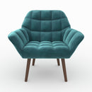 Fauteuil Simba en velours bleu canard