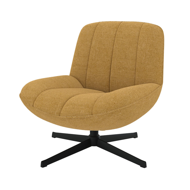 fauteuil en velours jaune moutarde pivotant elvis fond blanc