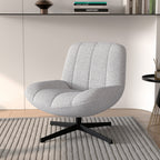 Elvis - Sillón giratorio de tela bouclé gris jaspeado