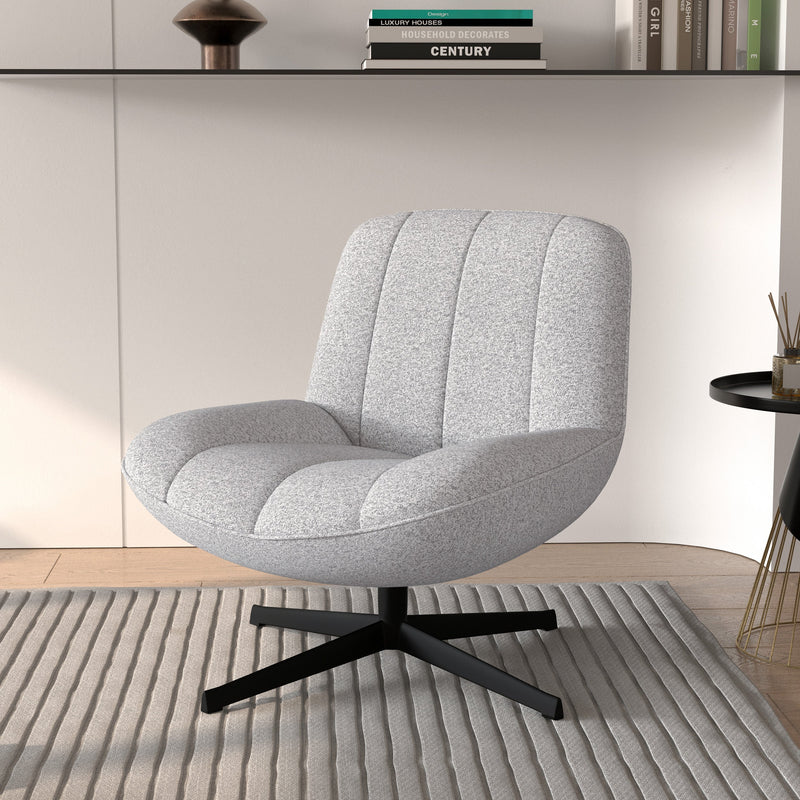 Fauteuil Elvis pivotant en tissu bouclé gris chiné