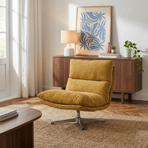 Hygea - Fauteuil Rotatif 1 Place - Tissu Jaune Moutarde