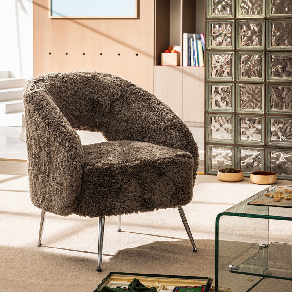 Verno - Faux Fur Armchair - Taupe
