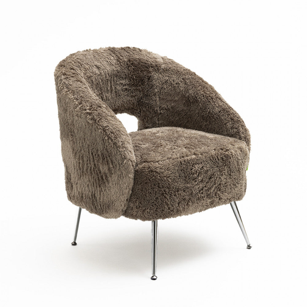 Verno - Faux Fur Armchair - Taupe