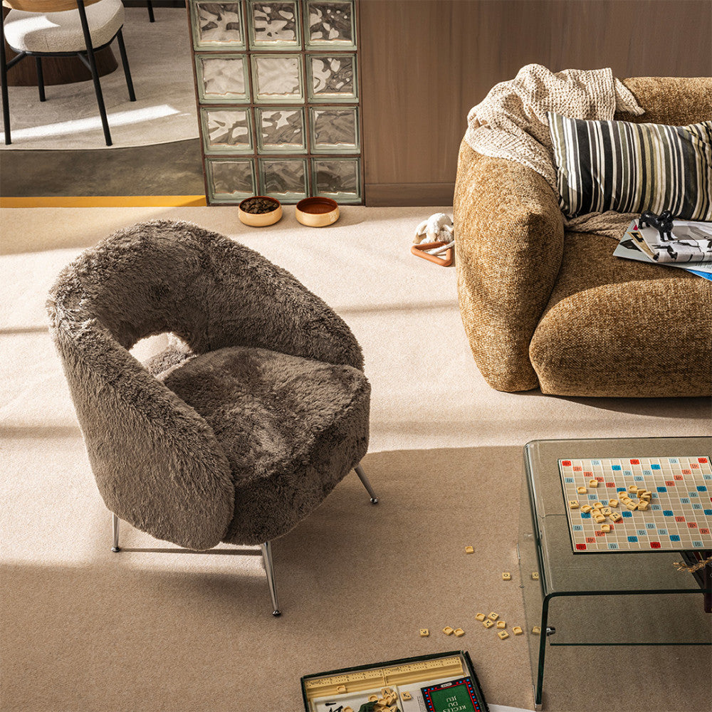 Verno - Faux Fur Armchair - Taupe