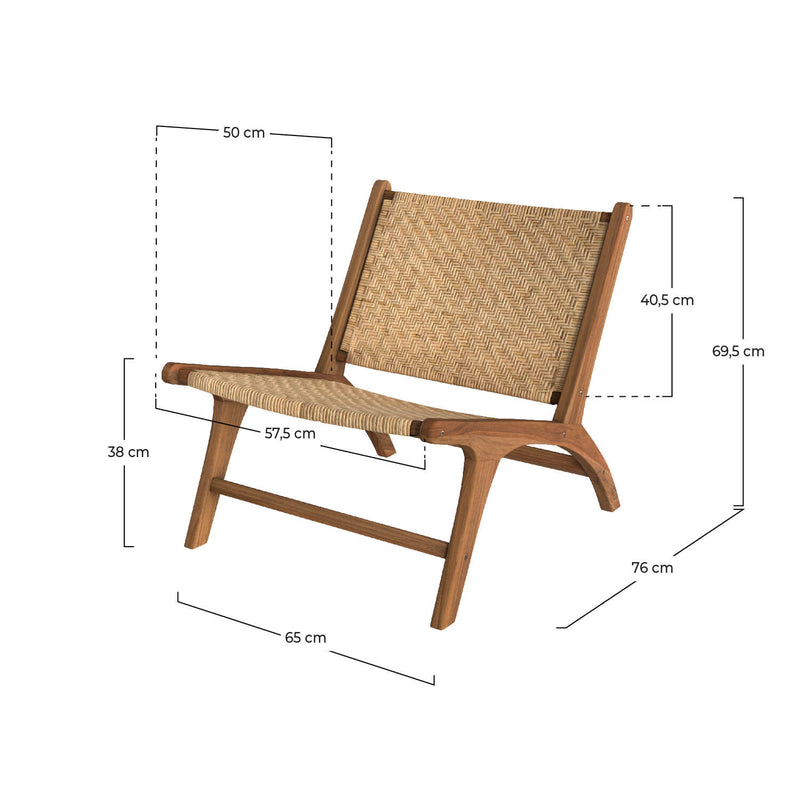 Fauteuil Kilka en teck et tressage chevron