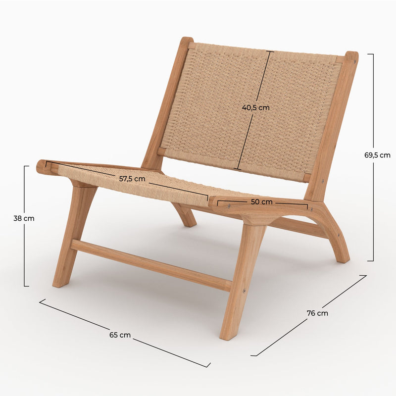 Fauteuil Kilka en teck et cordage en loom