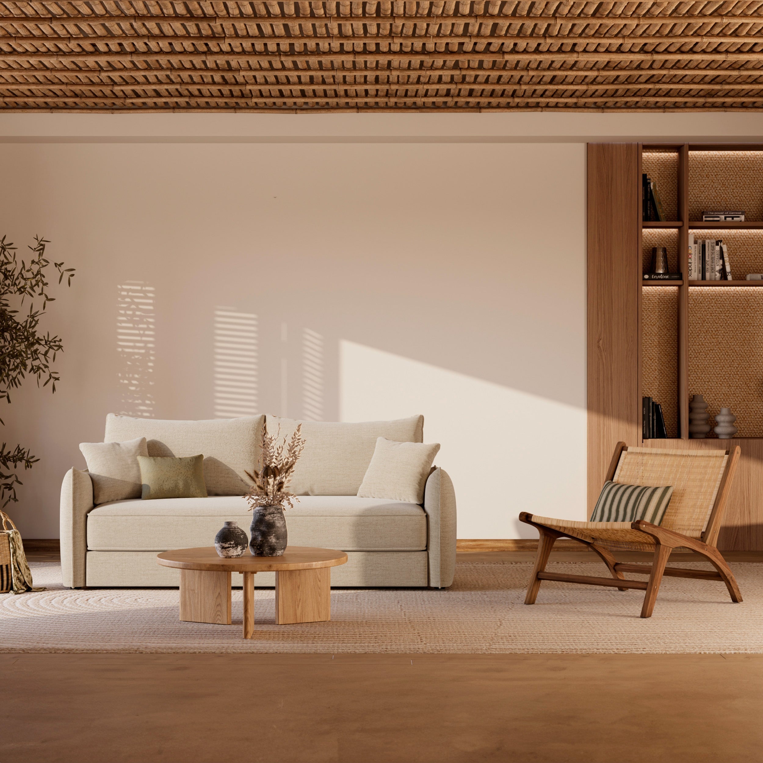 Kilka - Fauteuil En Bois De Teck Et Tressage Vannerie En Rotin