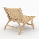 Fauteuil Kuna en teck et cuir tressé beige