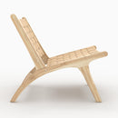 Fauteuil Kuna en teck et cuir tressé beige